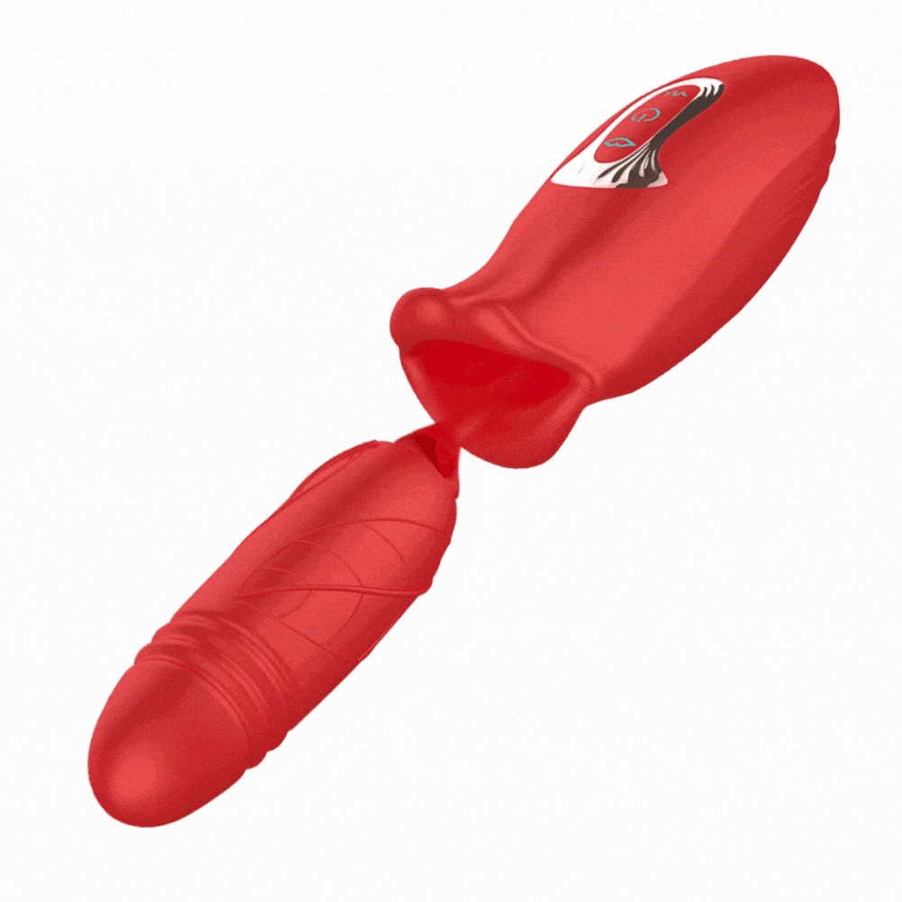 Aroselove - Rose Muncher Lip Tongue Suction Vibrator With Thrusting Dildo Vibrator - Aroselove
