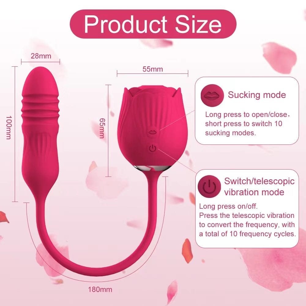 Aroselove - Rose Toy Vibrator Female Telescopic Egg Jumping Tongue Licker Sex Toys - Aroselove