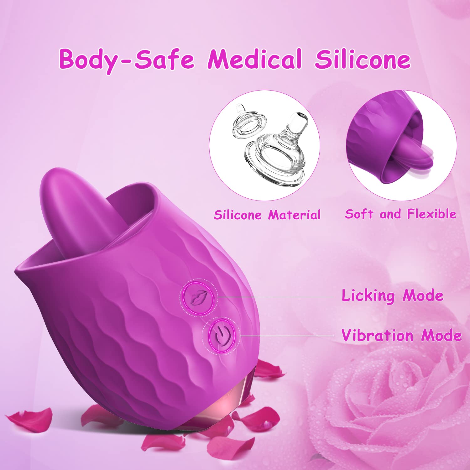 Aroselove -Rose Toy Vibrator For Wome Clitoral Tongue Licking Vibrator - Aroselove