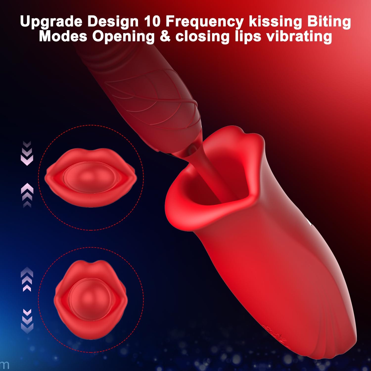 Aroselove - Rose Muncher Lip Tongue Suction Vibrator With Thrusting Dildo Vibrator - Aroselove