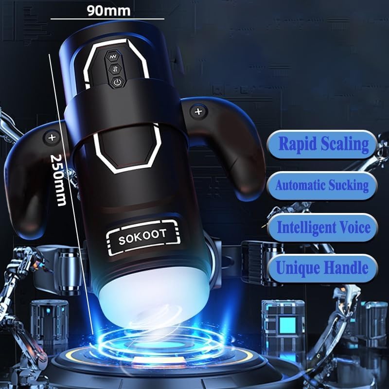 Sokoot Handheld Telescopic Sucking Heating Male Penis Stroker - Aroselove