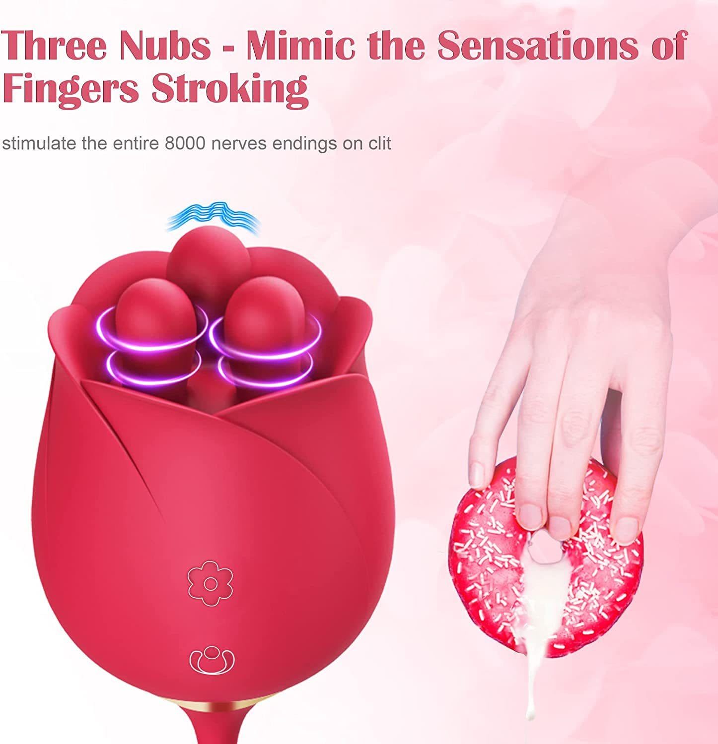 Aroselove - S475-7 4-in-1 Three Pistils Rose Toy With Telescopic Egg - Aroselove