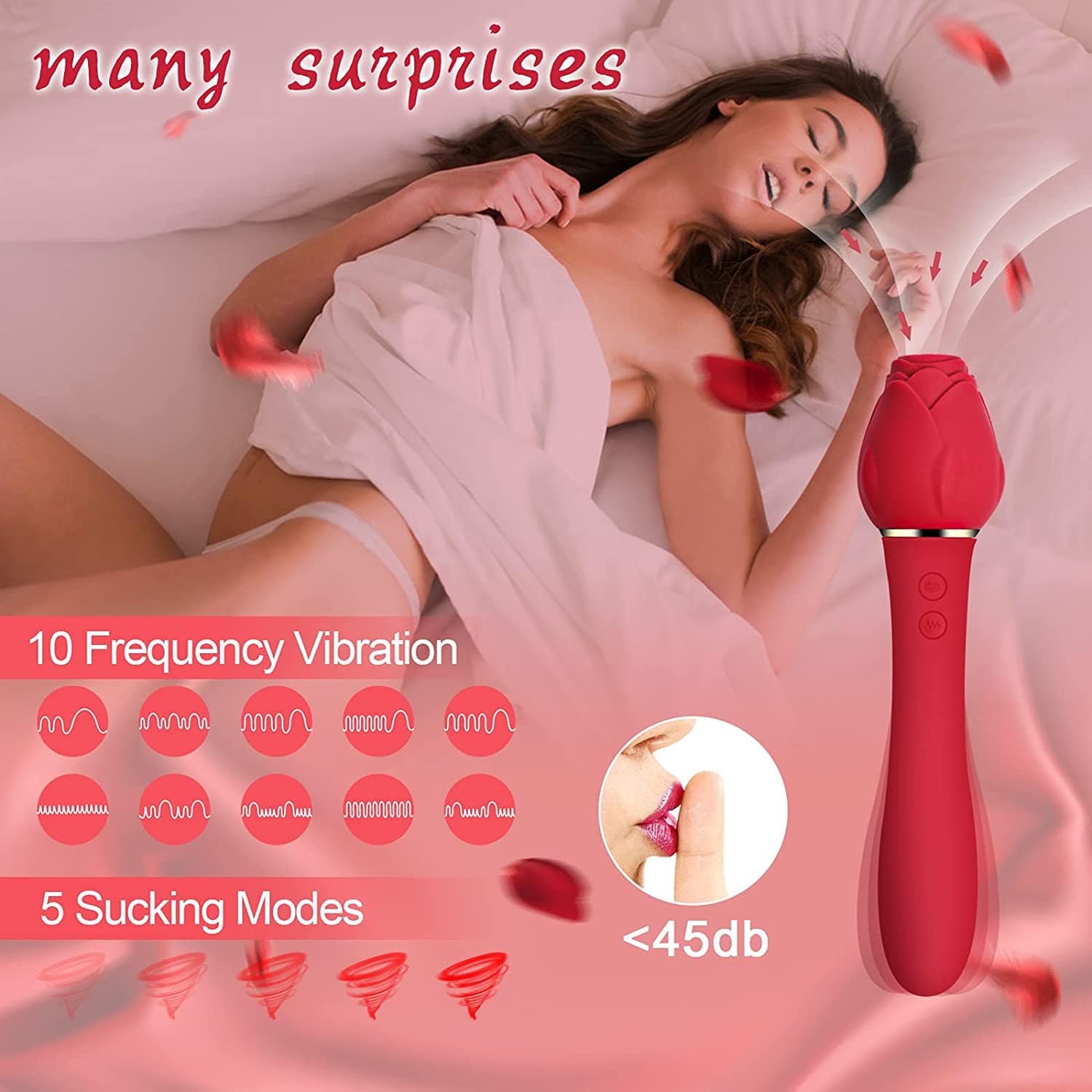 Aroselove - Rose Sucking G Spot Vibrator Clit Sucker Nipple Dildo Rabbit - Aroselove