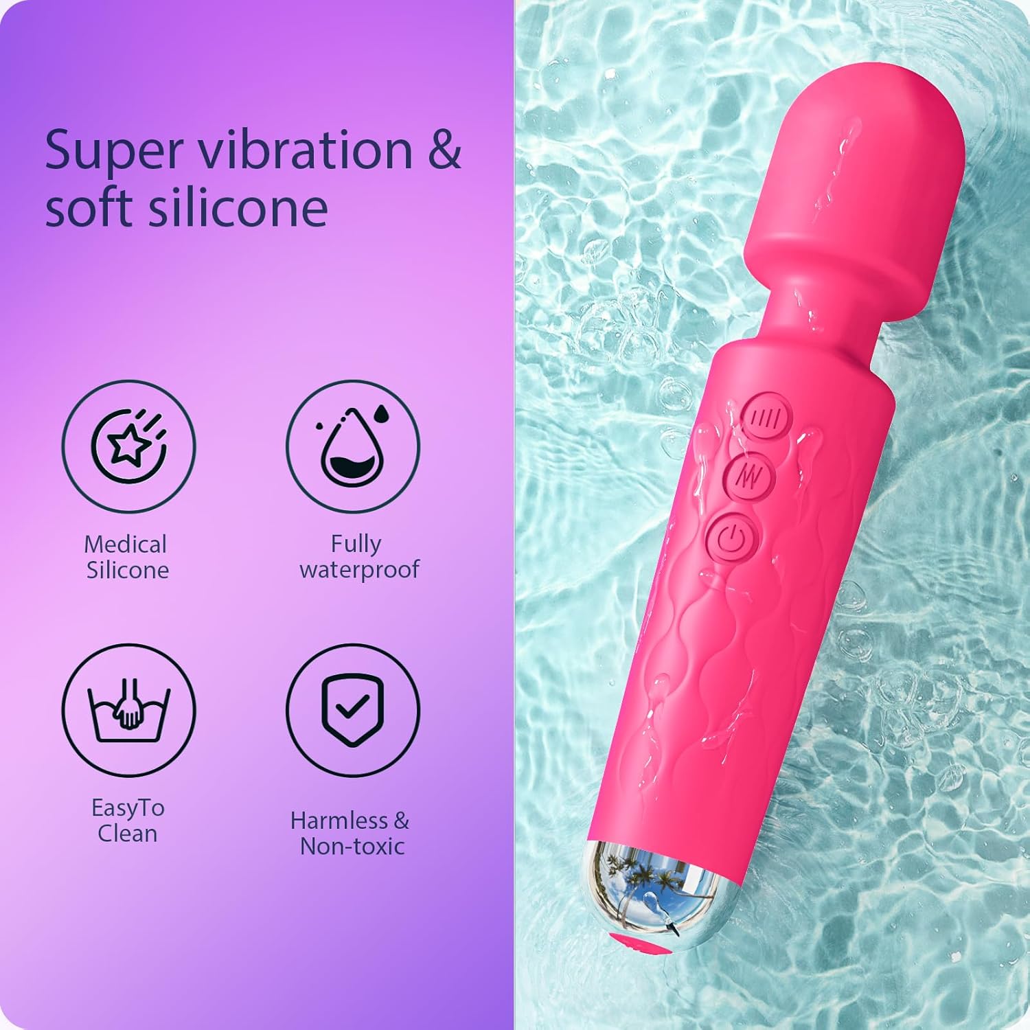 Vibrator Wand,Adult Sex Toy Wand, Memory Module, G Spot Dildo, Clit Vibrator, Sex Vibrators,with 8 Speeds & 20 Patterns, Quiet,Fully Waterproof,Vibrating Wand for her Pleasure (Red)