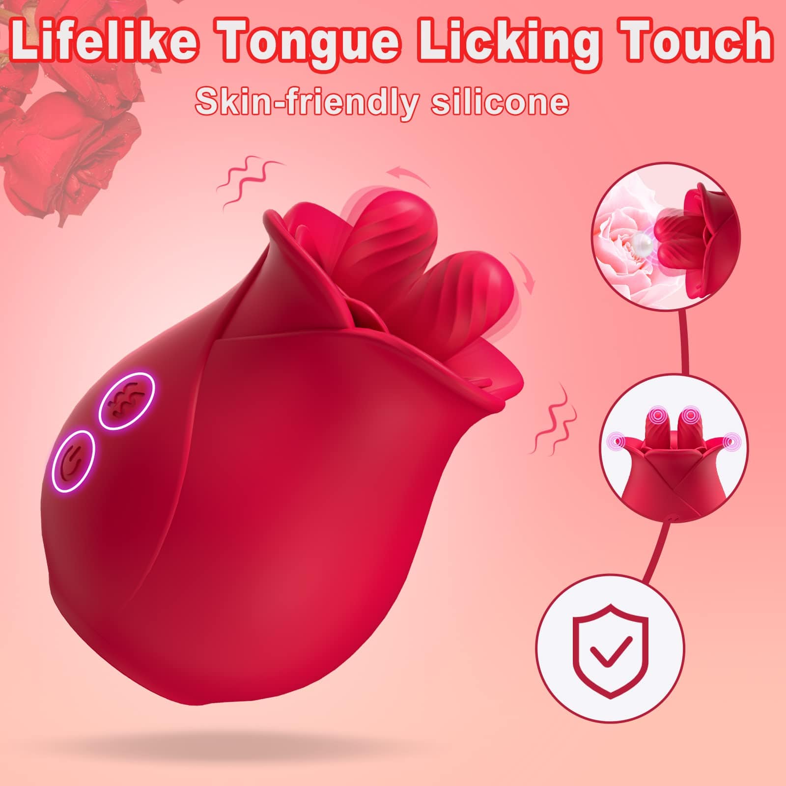 Aroselove - Rose Romeo - Double Tongue Lick Shaker clitoral nipple orgasmic sex toy - Aroselove