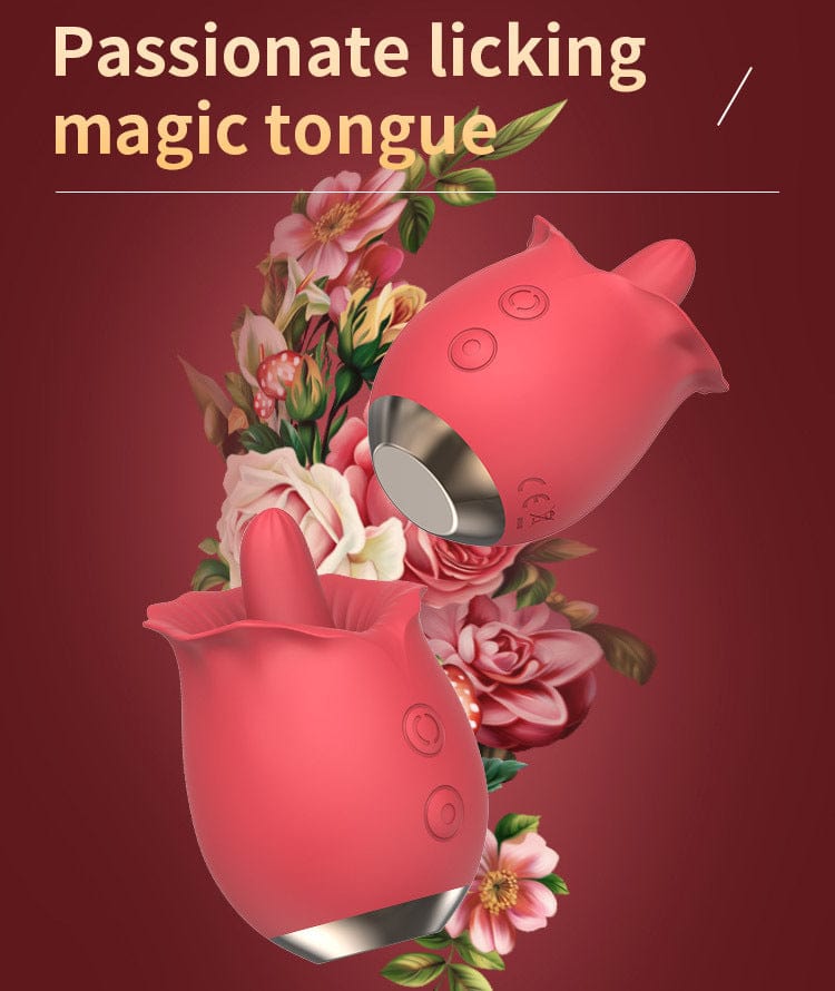 Aroselove - Powerful Rose Toy Vibrator With Tongue Licking Oral Nipple Clit Clitoris Stimulator - Aroselove