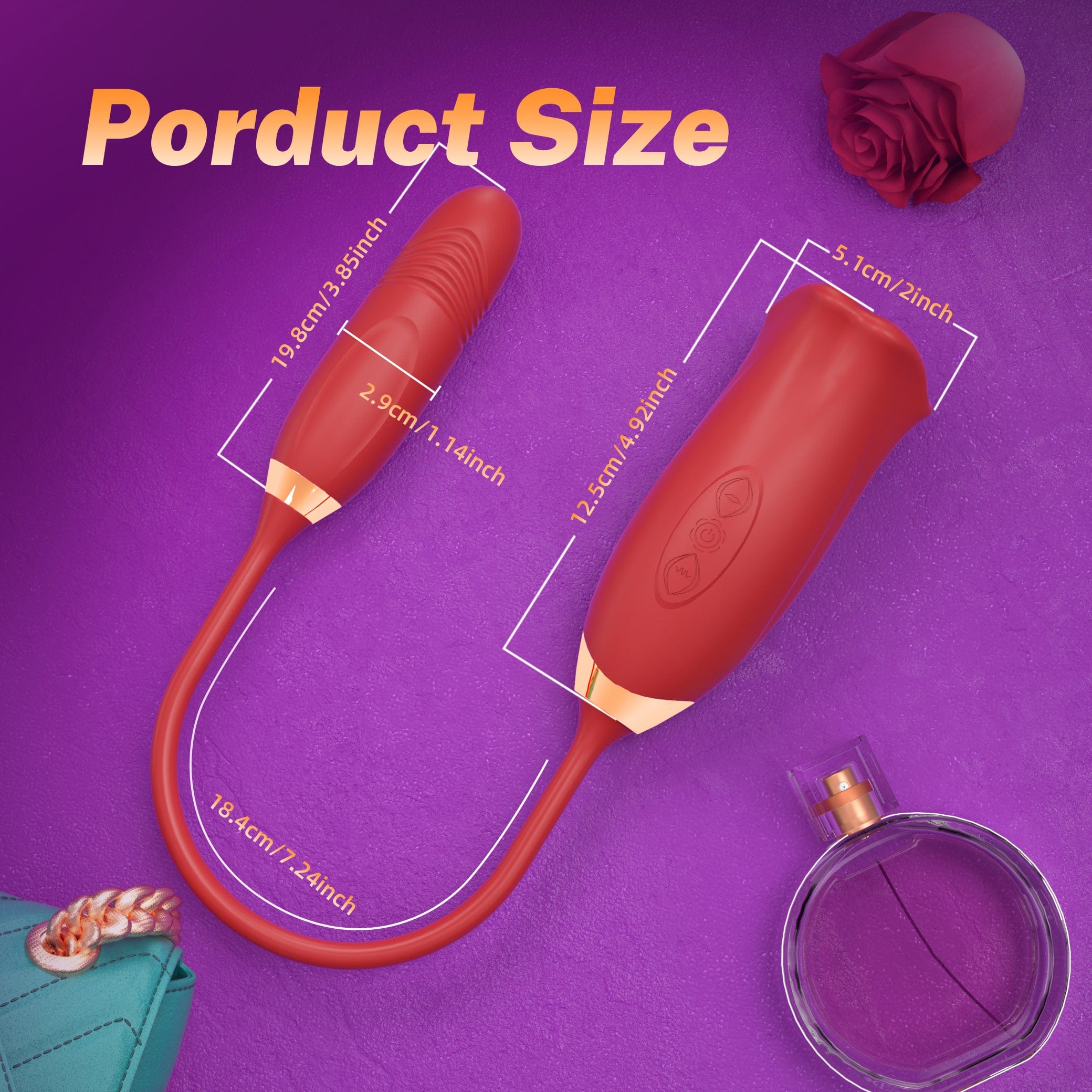 Aroselove - Rose Muncher Rose Kiss Tongue Vibrator With Thrusting Dildo Vibrator - Aroselove