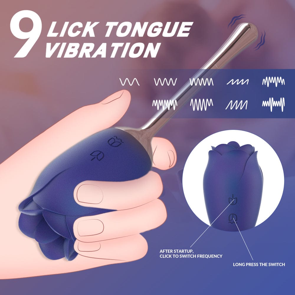 Silicone Rose Vibrator With Tongue Lickingfor Women - Aroselove