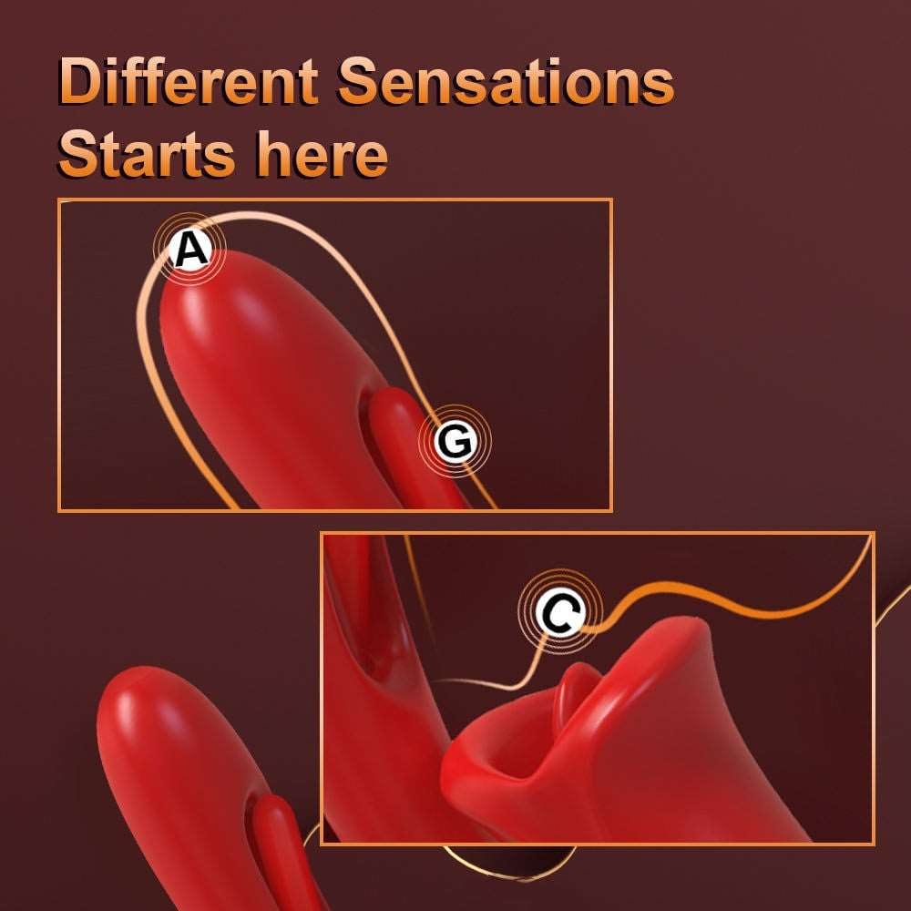Aroselove -  Rose Kiss 3 In 1 Rose Hollowed Out Kiss Tongue Vibrator