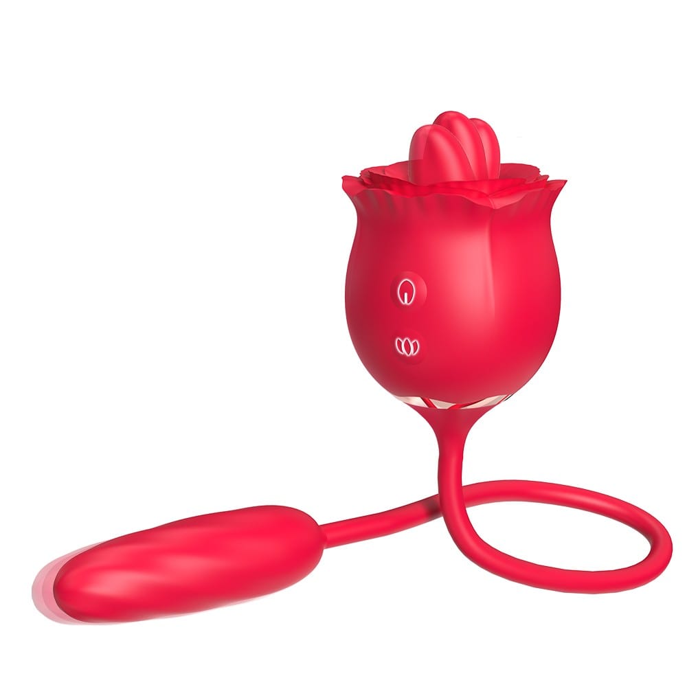 Aroselove - 2 In 1 Rose Toy Thrusting Dildo Vibrator With 9 Tongue Licking 9 Thrusting Vibrating - Aroselove
