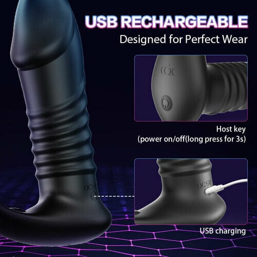 Aroselove - 10 Thrilling Vibration 3 Thrusting Silicone Remote Control Cock Ring Anal Vibrator - Aroselove
