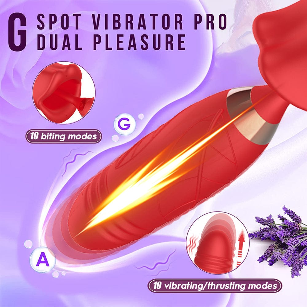Aroselove - Rose Muncher Lip Tongue Suction Vibrator With Thrusting Dildo Vibrator - Aroselove