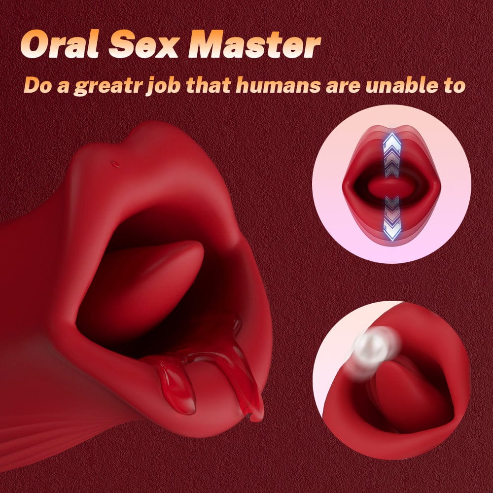 Aroselove - Rose Muncher Rose Kiss Tongue Vibrator With Thrusting Dildo Vibrator - Aroselove