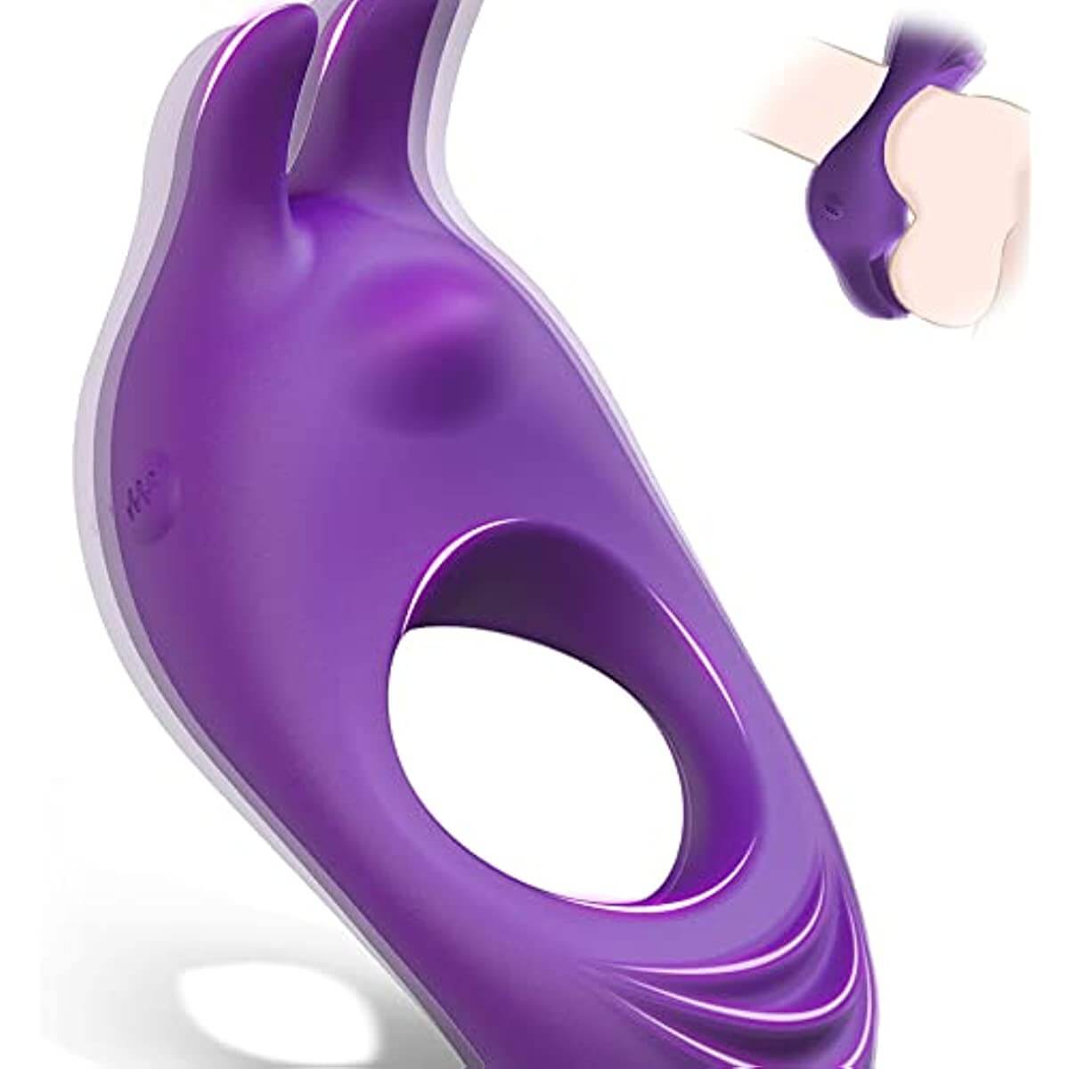 9 Vibrating Rabbit Purple Cock Ring For Couple Play