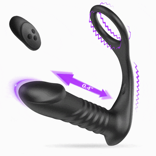 Aroselove - 10 Thrilling Vibration 3 Thrusting Silicone Remote Control Cock Ring Anal Vibrator - Aroselove