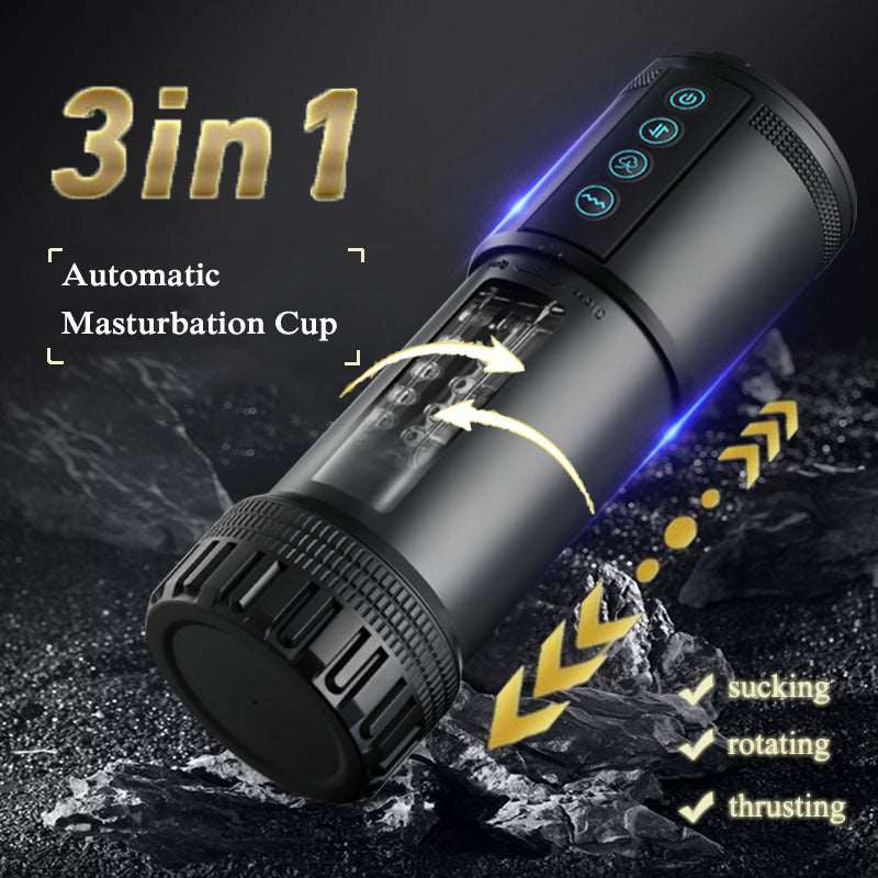 Aroselove - Black Panda Adams 5 Sucking 5 Telescoping 10 Vibrating Oral Sex Masturbation Cup - Aroselove