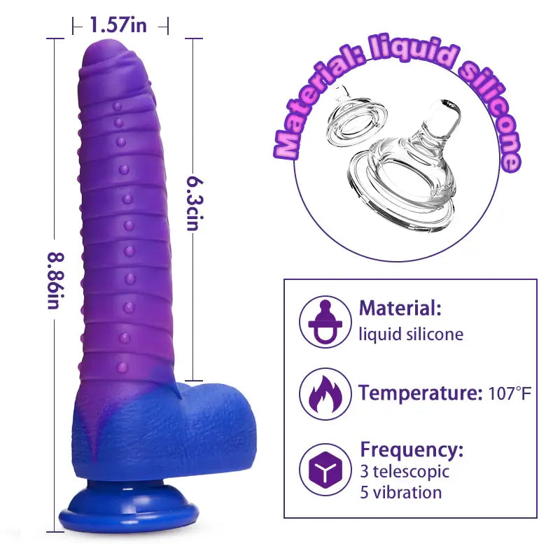 Absalom-Caterpillar 9-Inch Color-changing Intelligent Heating 3 Thrusting 5 Vibrating Dildo