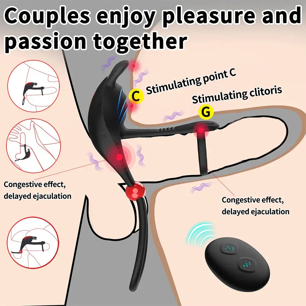 Adjustable Vibrating Dual Penis Ring Couples Shared Erection Rabbit Vibration