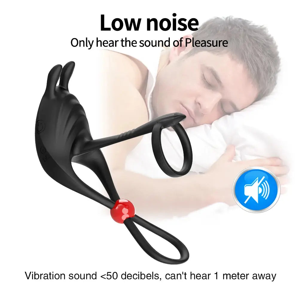 Adjustable Vibrating Dual Penis Ring Couples Shared Erection Rabbit Vibration