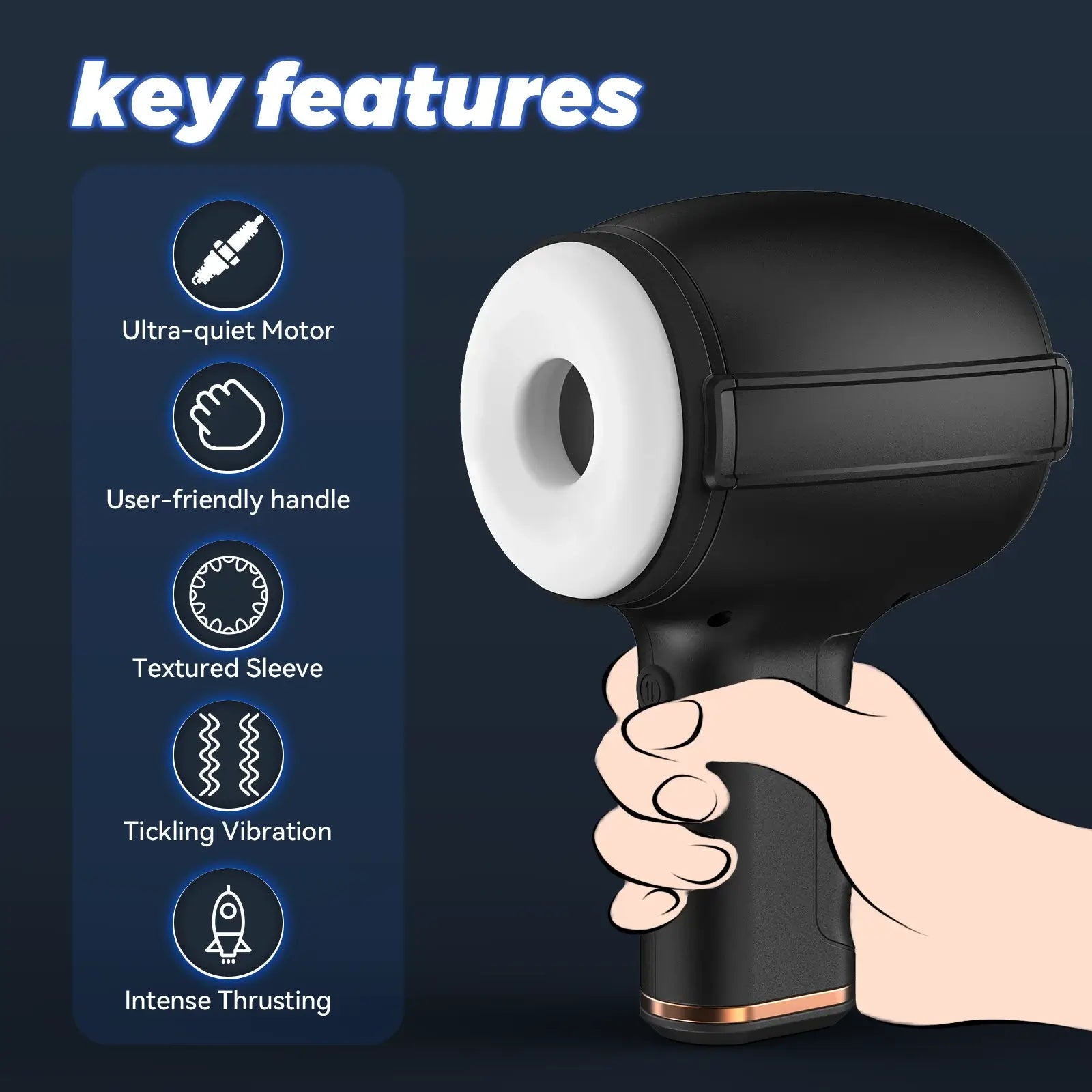 Aegis 8 Vibrating 5 Thrusting Handheld Masturbtor Male Sex Toys