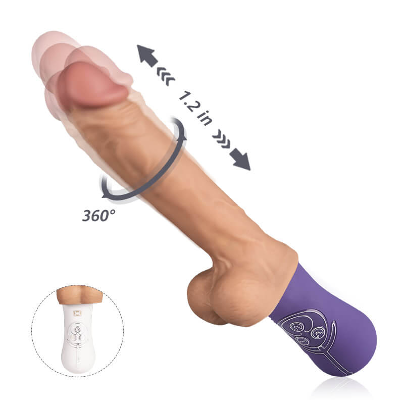 Alvira-10 Vibrating 6 Telescopic Modes Lifelike Thrusting Vibrating Silicone Realistic Dildo