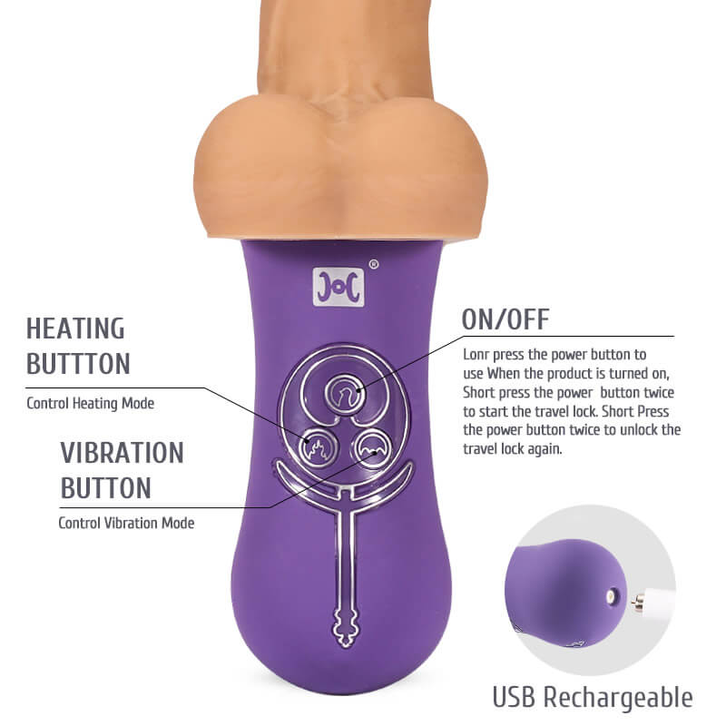 Alvira-10 Vibrating 6 Telescopic Modes Lifelike Thrusting Vibrating Silicone Realistic Dildo