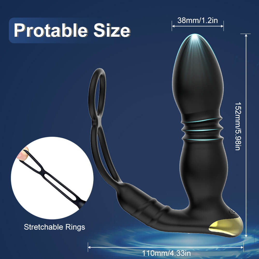 Bestvibe 2 In 1 8 Thrusting 8 Vibration Cock Ring Anal Vibrator