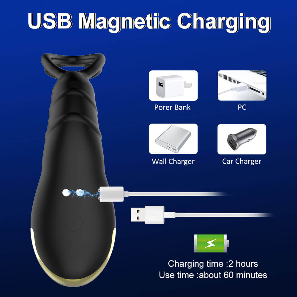 Bestvibe 2 In 1 8 Thrusting 8 Vibration Cock Ring Anal Vibrator