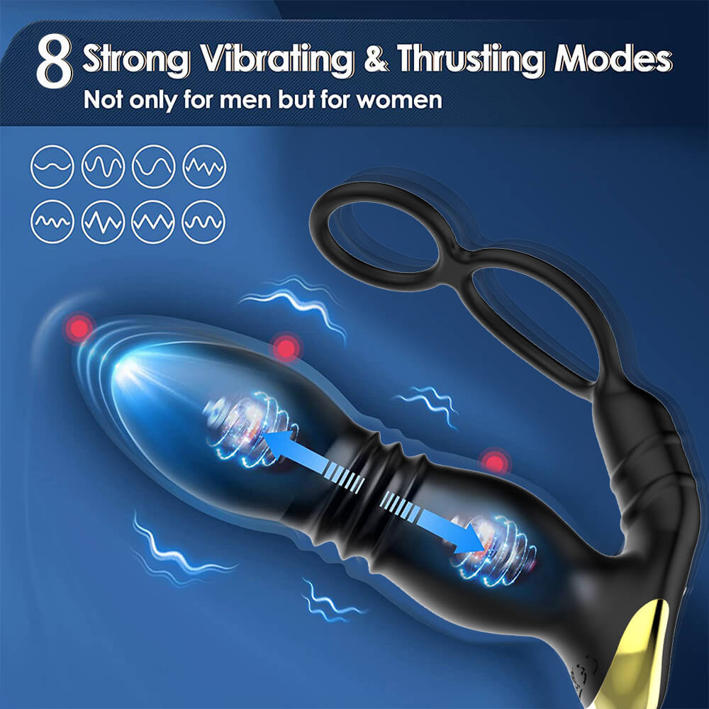 Bestvibe 2 In 1 8 Thrusting 8 Vibration Cock Ring Anal Vibrator
