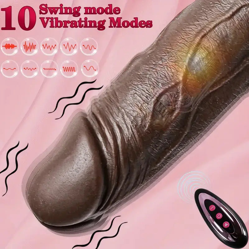 Black Warrior – 8.7 Inch Remote Control 5 Thrusting 10 Vibrating Rotating Dildo