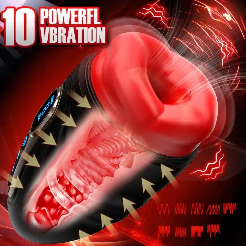 Caleb 9 Vibrating Heating Male Masturbator Lips Sex Toy