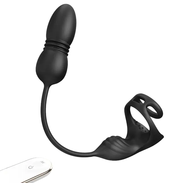 Egbert 9 Thrusting & Vibrating Prostate Massager with Dual Cocking Rings Testicular Stimulator