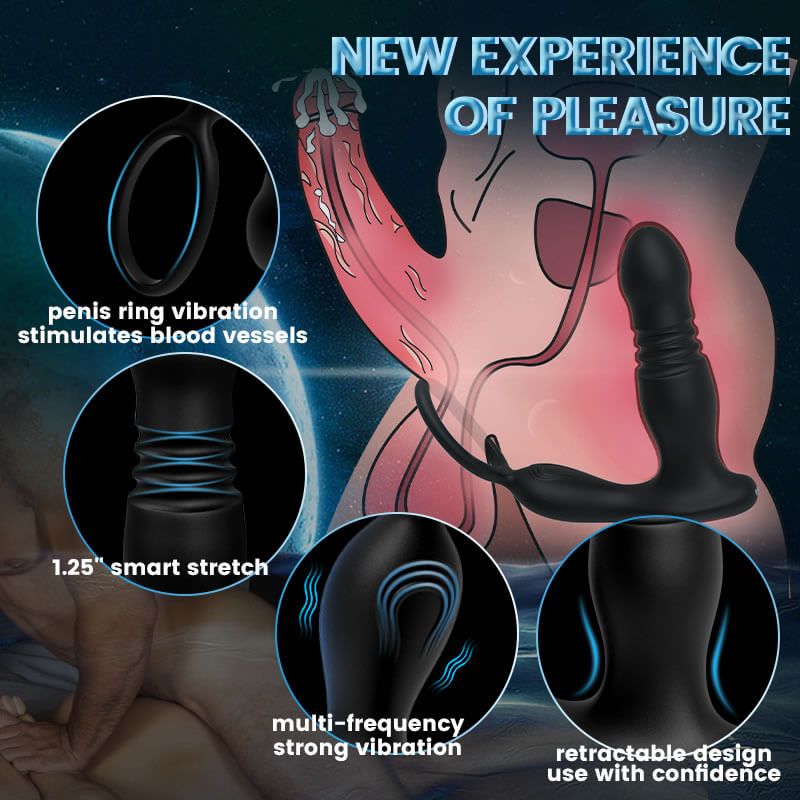 FEALY 7 Vibrations & 7 Thrusts Cock Ring Prostate Massager