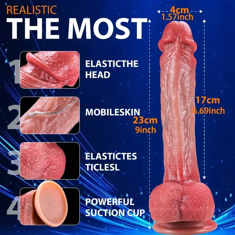 Fully Waterproof 8.46In Swinging Thrusting 10 Vibrating Heating Lifelike Dildo