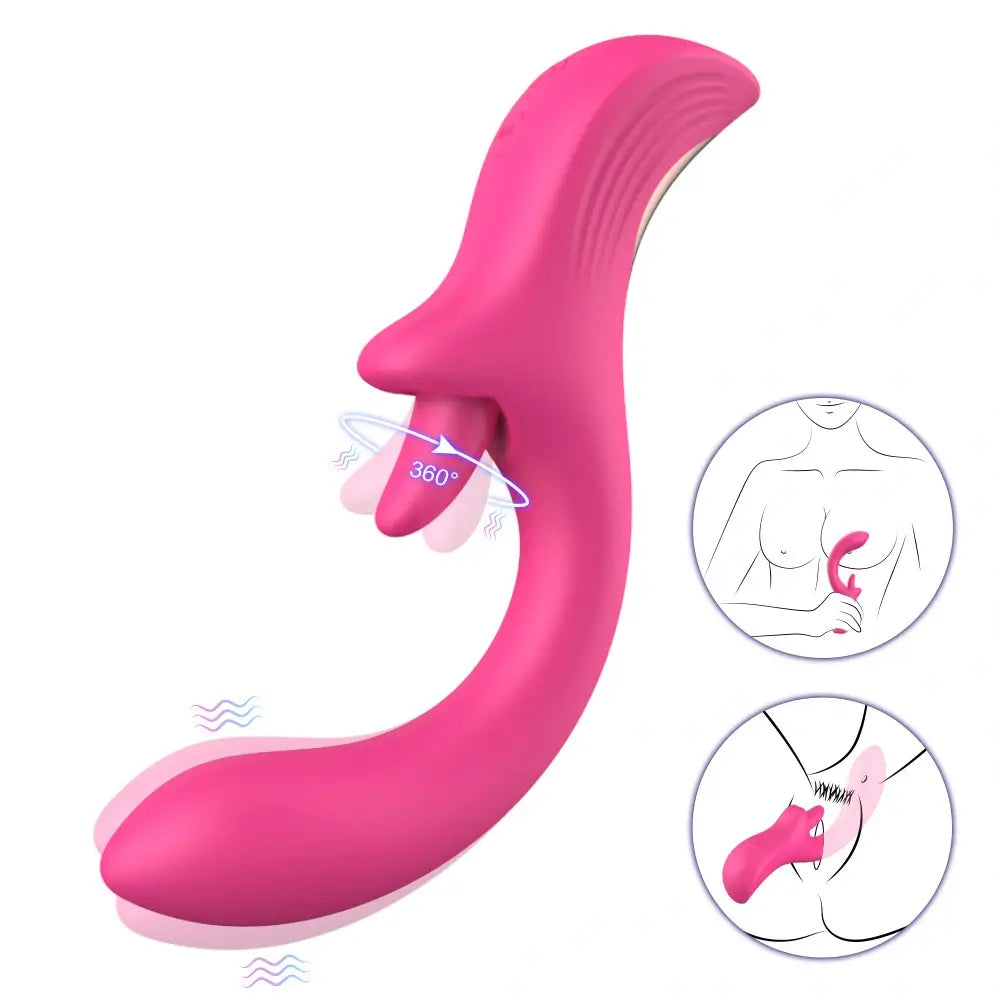 G-Lick  C Curved G-Spot Vibrator & Rotating Tongue Clitoral Stimulator