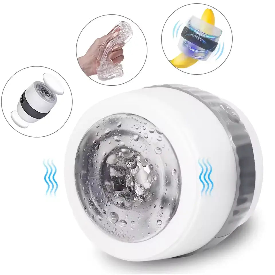 Hanna- 12-Speed Vibration Manual Masturbation Cup with Dual Exit Design