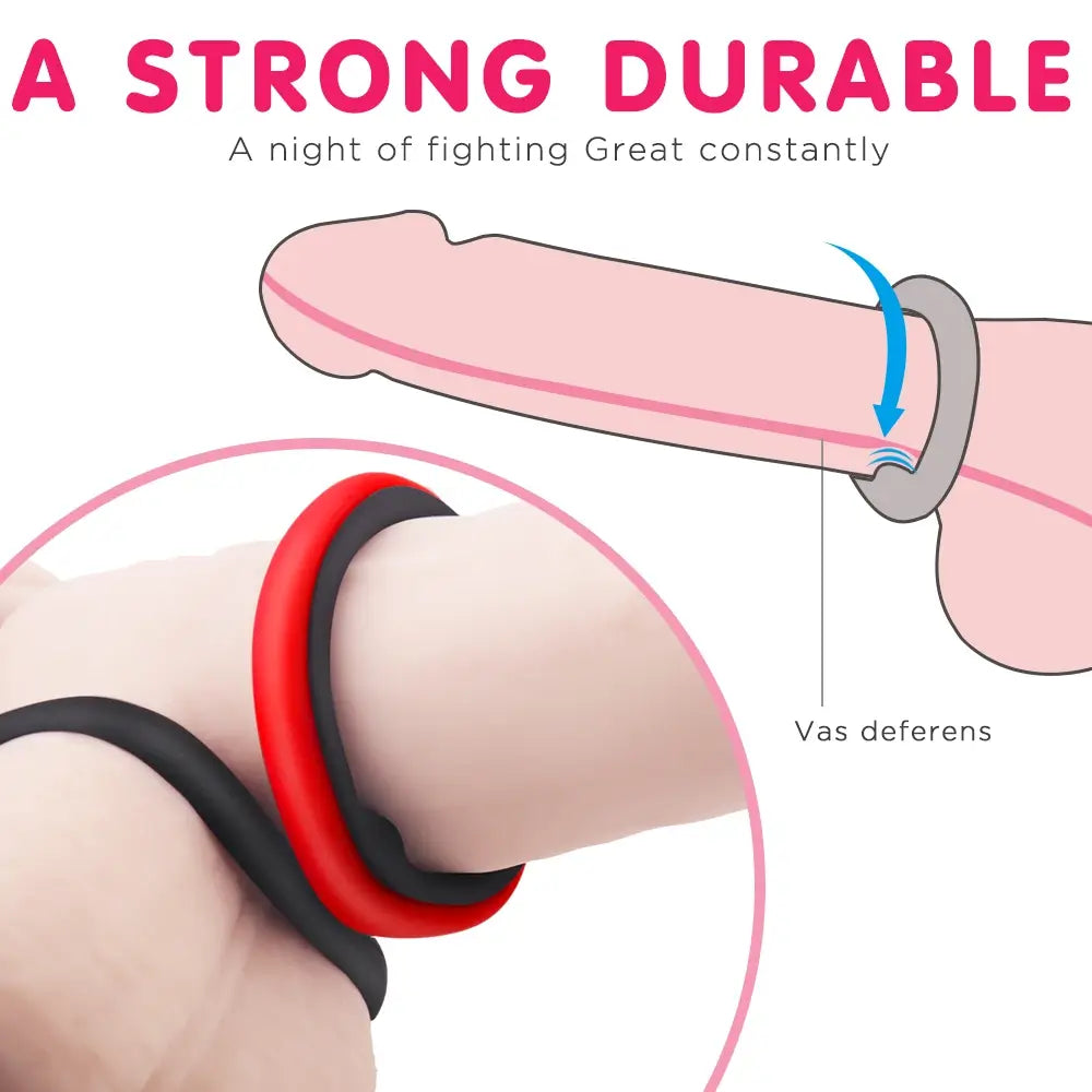 Harles 1.5 Inch Premium Stretchy Longer Harder Stronger Erection Cock Ring Set 3 Pieces