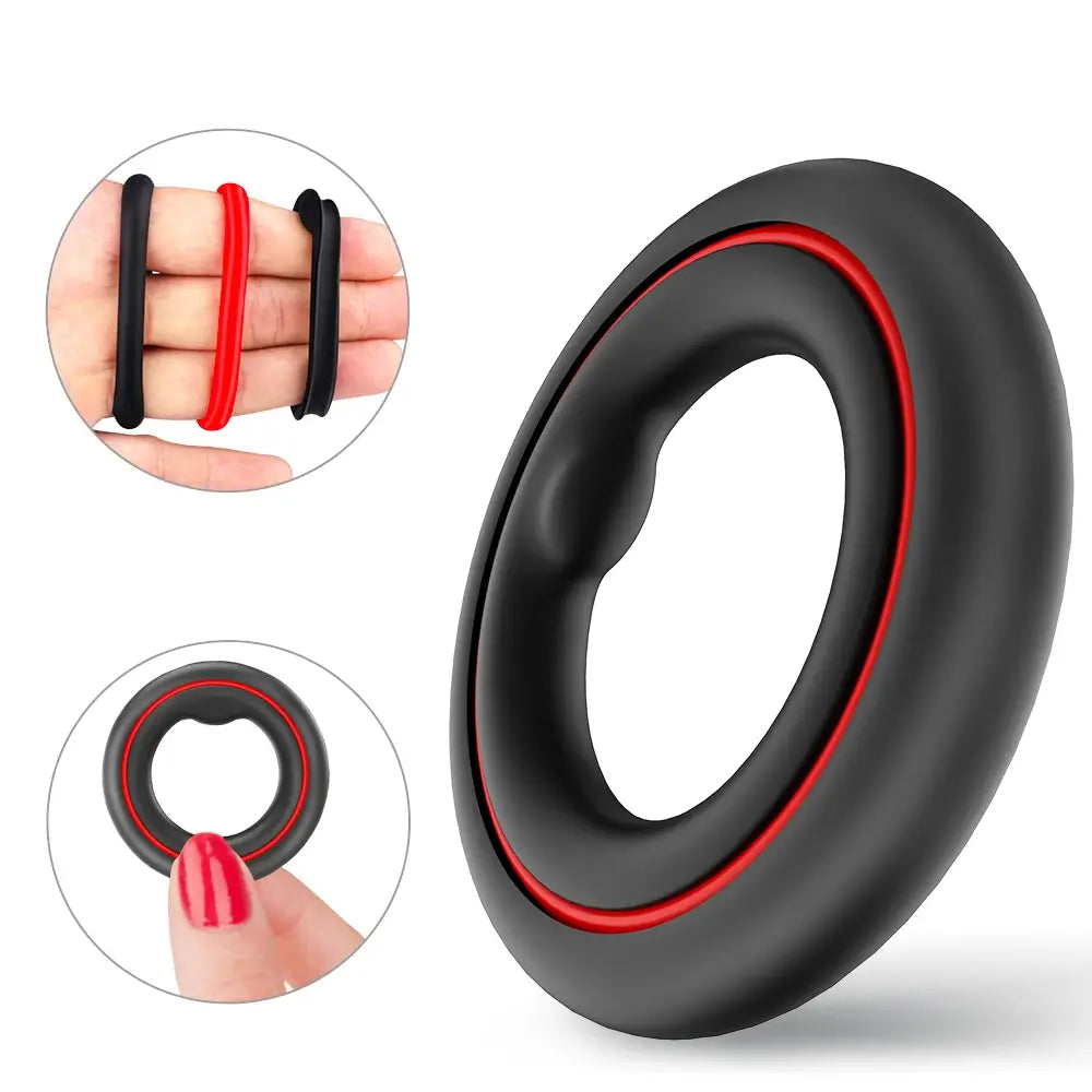 Harles 1.5 Inch Premium Stretchy Longer Harder Stronger Erection Cock Ring Set 3 Pieces