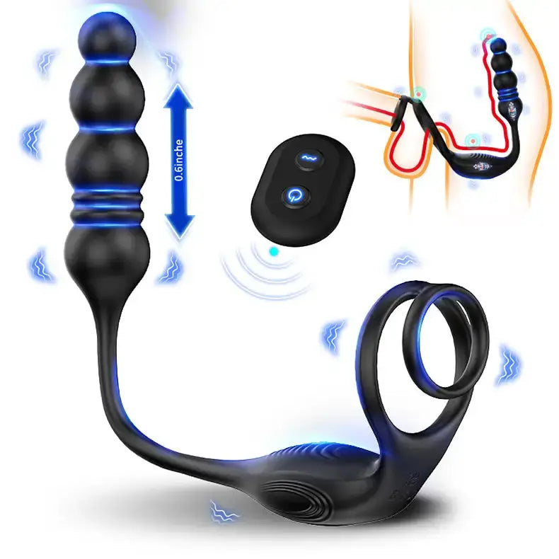 Horsfall  C 9 Thrusting & Vibrating Prostate Massager with Dual Cock Ring Anal Toy