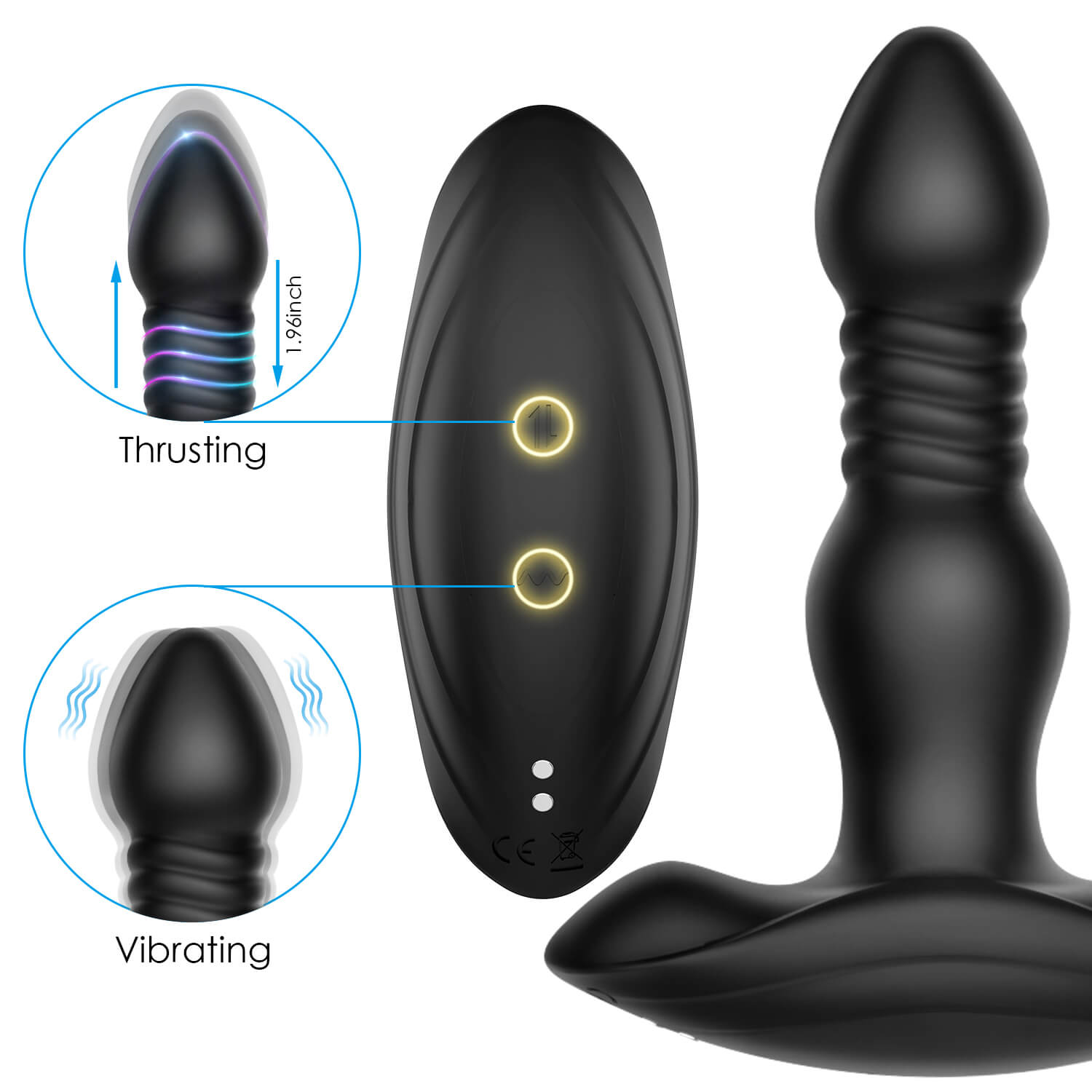 INVADER 3 Thrusting 10 Vibrations Anal Plug with Remote Controller