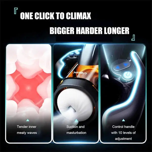 Ivan – 4 In 1 Handheld 10 Vibration 10 Suction Auto-Heating Voice Revolutionary Male Masturbator with USB-C Charging
