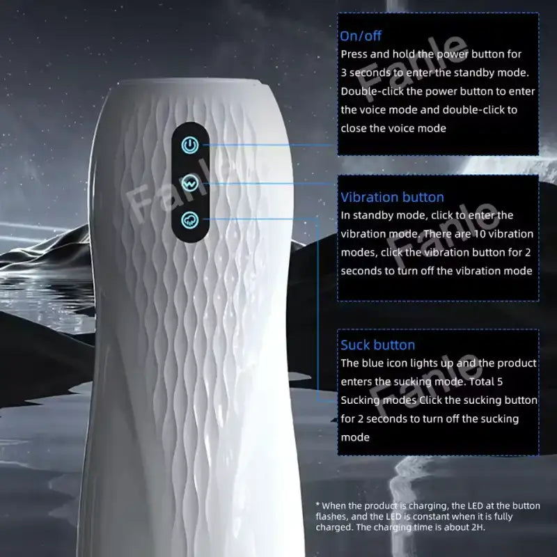 Jesse-5 Suction 10 Vibration Masturbator With Heated Base Male Sex Toys