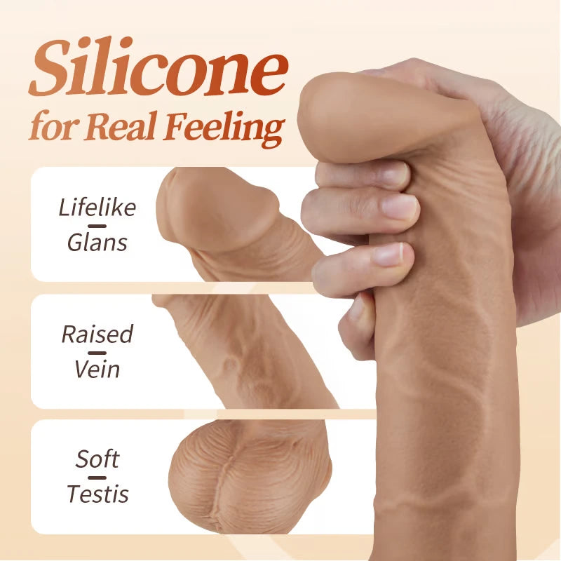 KING Bendable Glans Longer 5 Telescoping 7 Vibrating Swinging Lifelike Huge Dildo 10.24 Inch