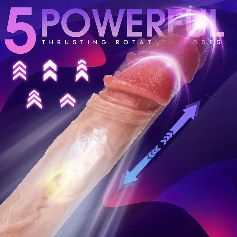 Long Telescoping Distance Vibration Thrusting Blowjob 9.57 IN Silicone Dildo Remote Control