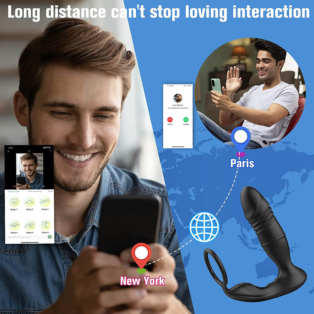 Mason-APP/Controller & 9-Telescopic /Vibration & Cock Rings Prostate Massager