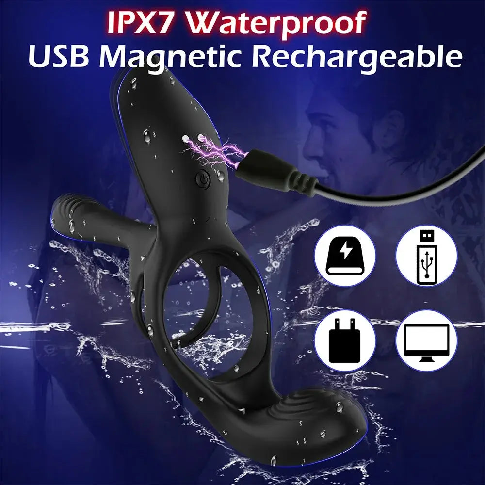 Maxwell 9 Vibration Couple Vibrator Penis Ring for Perineum C-spot G-spot Stimulation