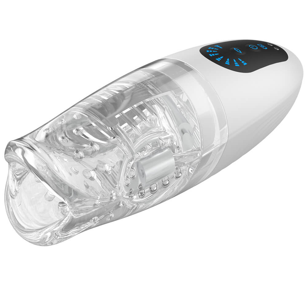 Mimao – Clamping Vibrating White Handle Clear Liner Masturbator