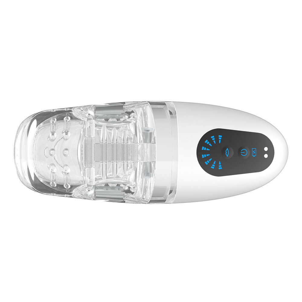 Mimao – Clamping Vibrating White Handle Clear Liner Masturbator