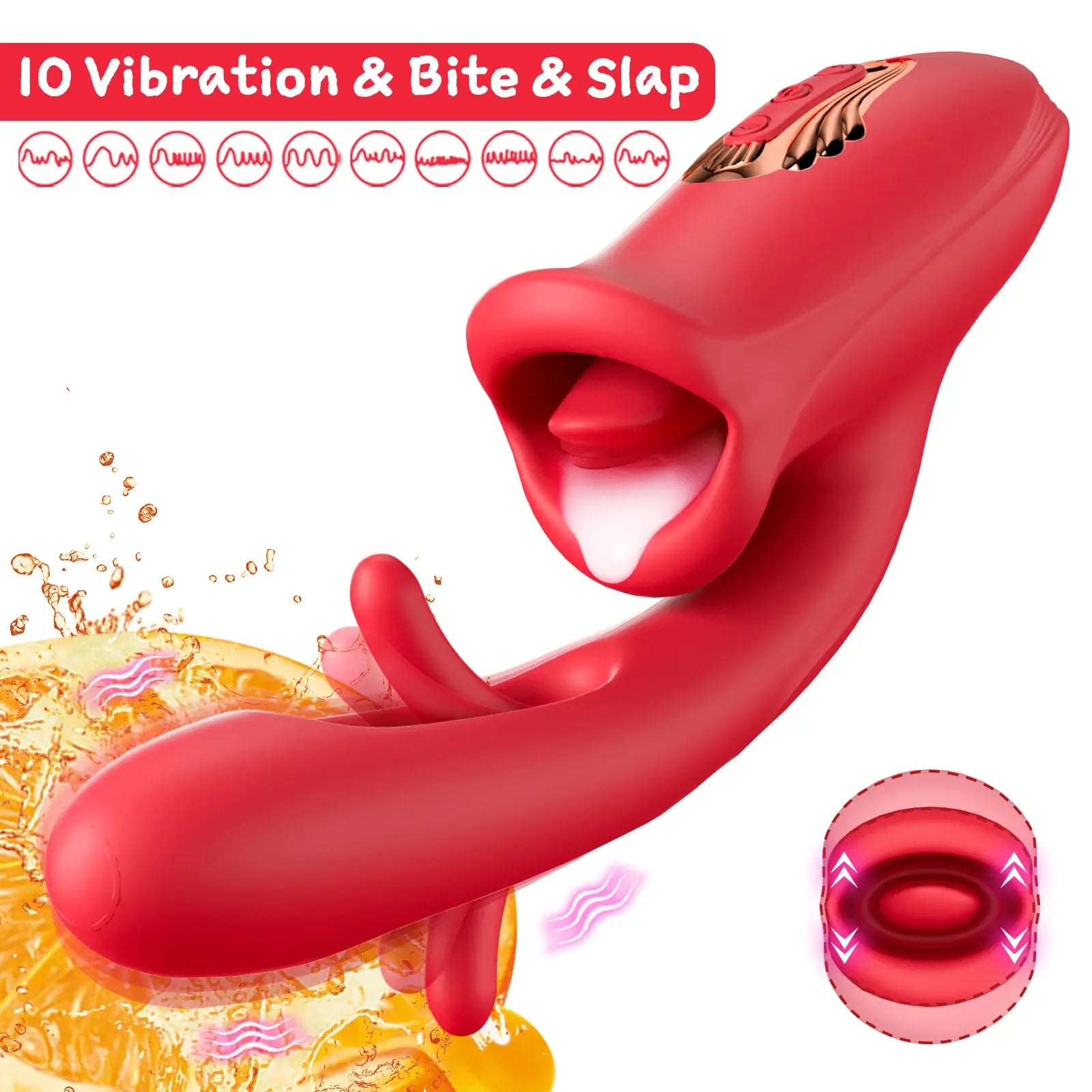 Mouth-Shaped Biting G Spot Soother with Vibration & Flapping