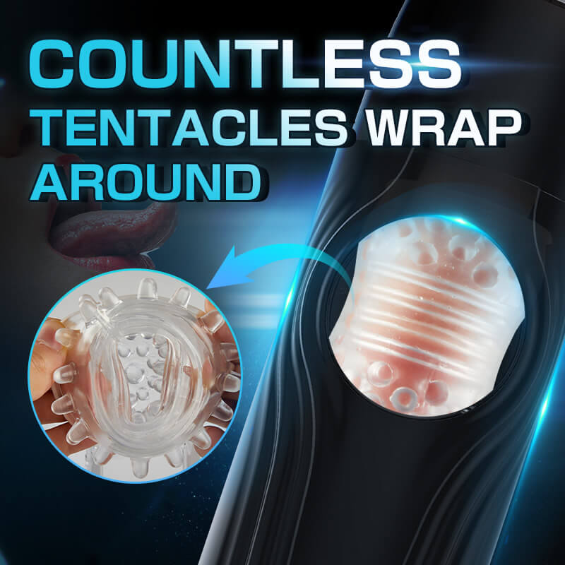 Nay One-click Lightning with 7 Thrusting 7 Vibrating Handsfree Masturbation Cup with Suction Base